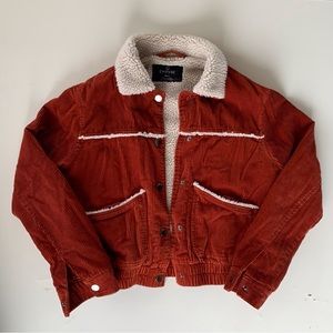 Empyre Natasha Rust Colored Yellowstone Corduroy Jacket Sherpa Lining 70’s Small